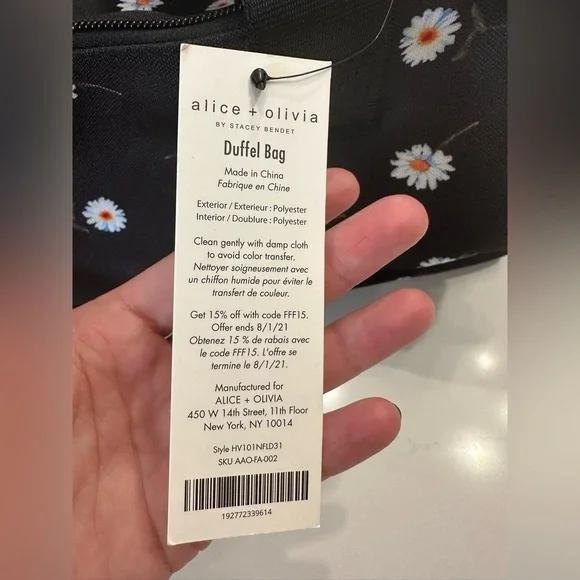 Alice & Olivia black daisy duffel bag - Picture 10 of 10
